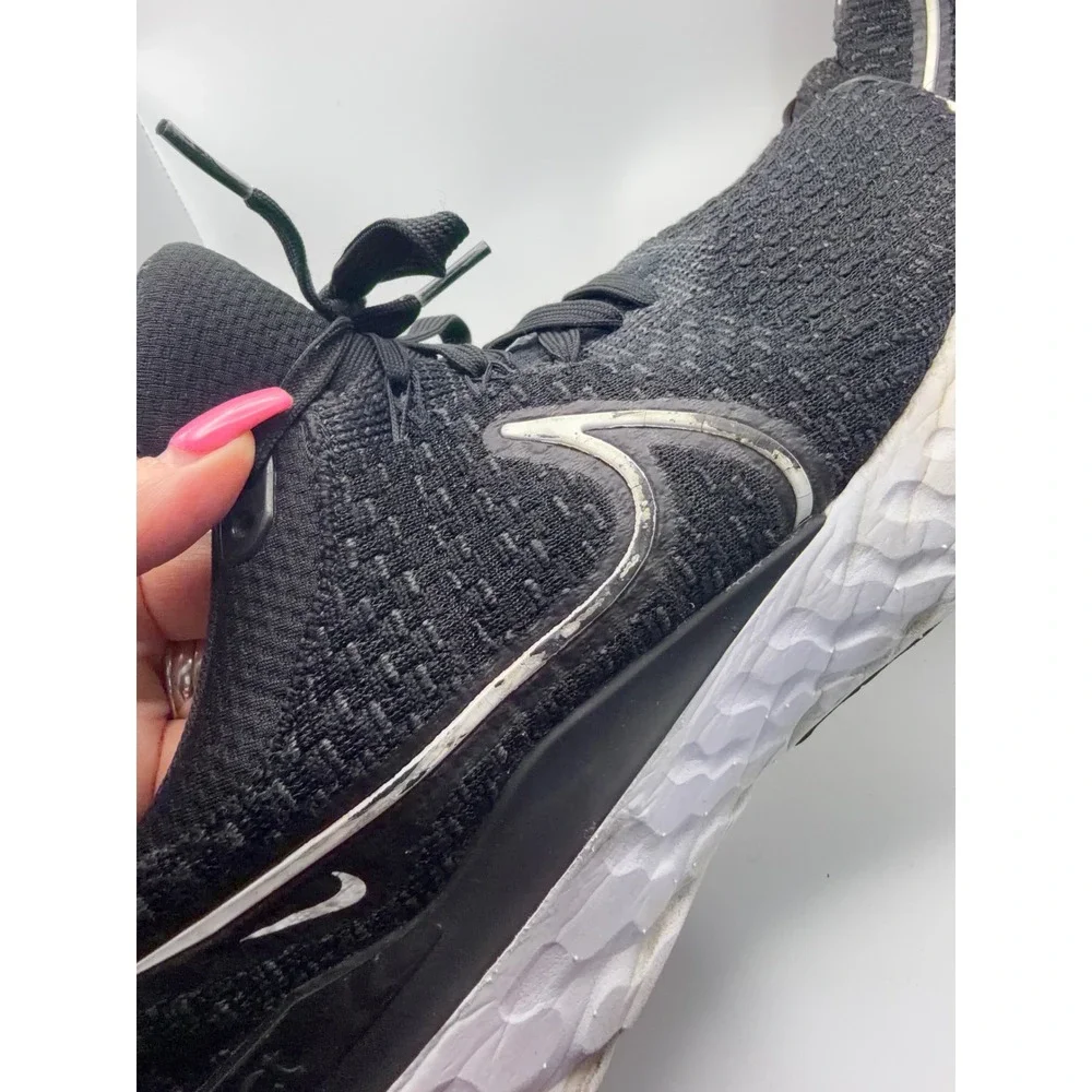 Nike React Infinity Run Flyknit 3 Mens 11 Black White Good DH5392-001 Running